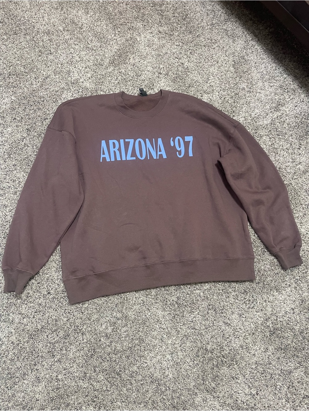 wild fable Brown Crewneck Sweatshirt with Light Blue ARIZONA '97 Graphic